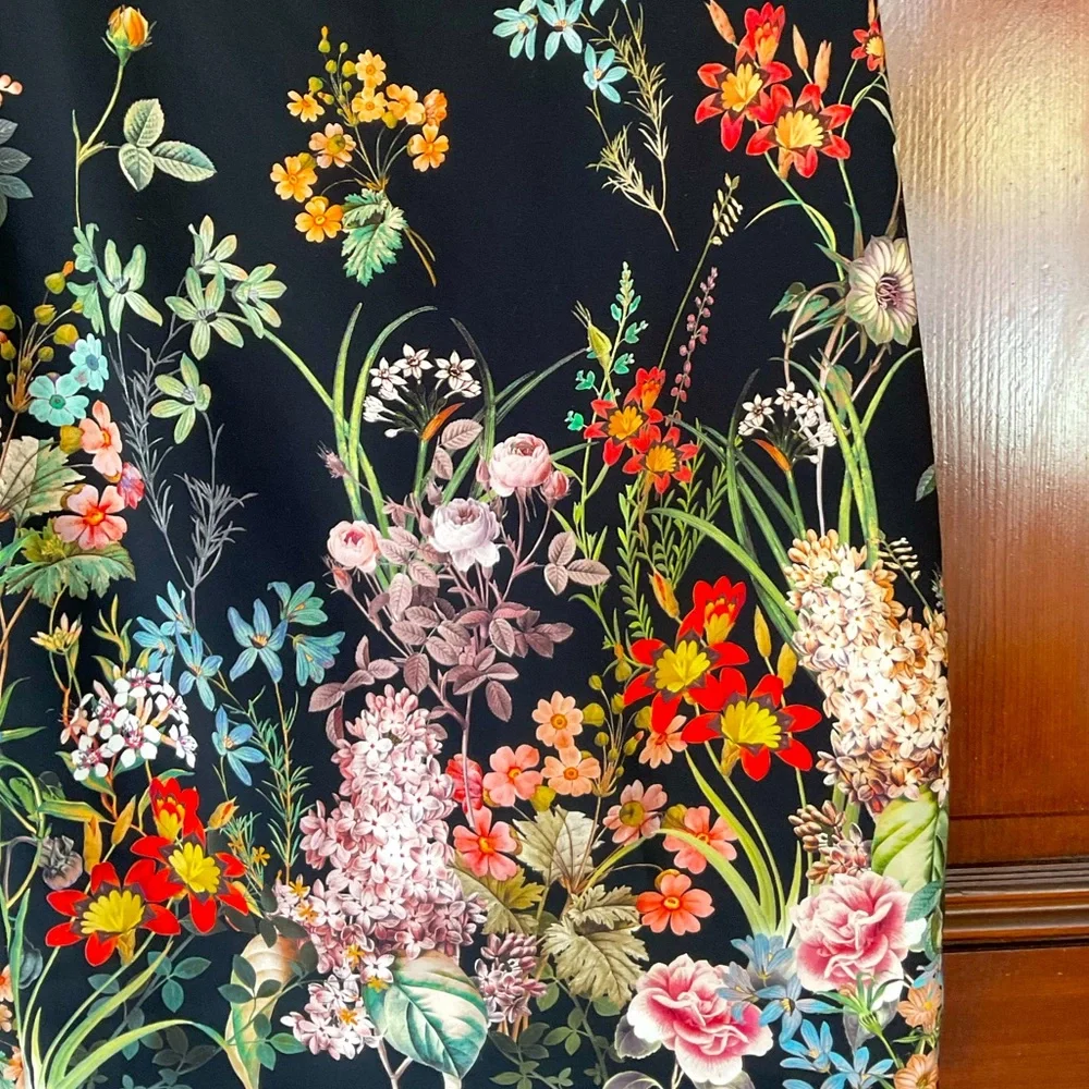 Zara Dark Floral Cocktail Body Con Black size S - Picture 3 of 4